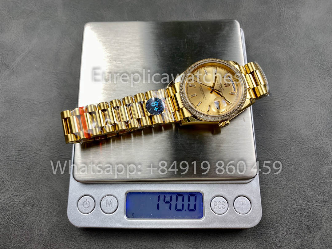 Rolex Day Date 128238 Or jaune 1:1 Meilleur clone 8+ Version contrepoids d'usine