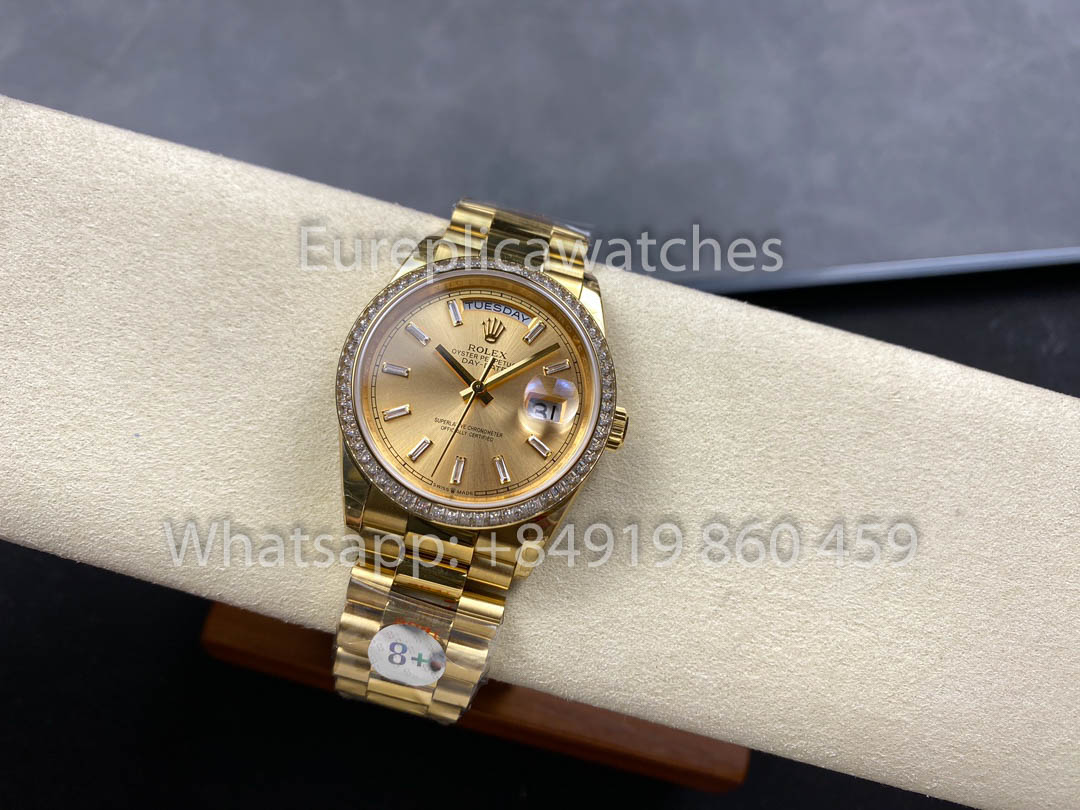 Rolex Day Date 128238 Or jaune 1:1 Meilleur clone 8+ Version contrepoids d'usine
