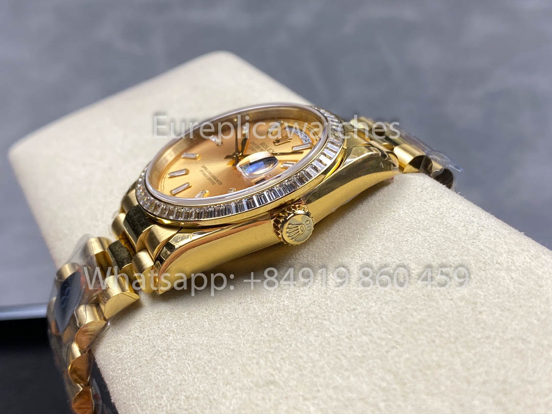 Rolex Day Date 128238 Or jaune 1:1 Meilleur clone 8+ Version contrepoids d'usine