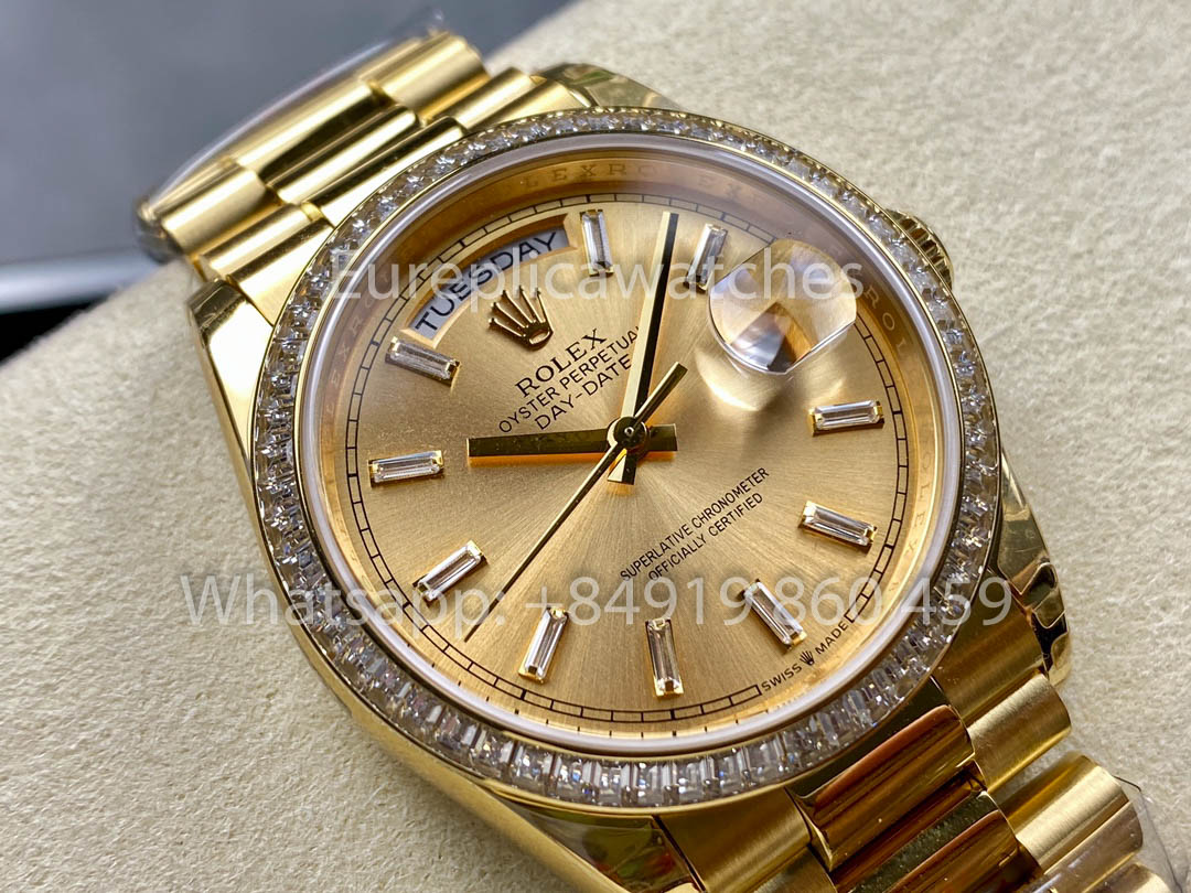 Rolex Day Date 128238 Or jaune 1:1 Meilleur clone 8+ Version contrepoids d'usine