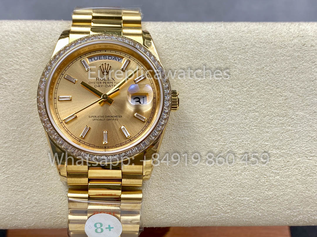 Rolex Day Date 128238 Or jaune 1:1 Meilleur clone 8+ Version contrepoids d'usine