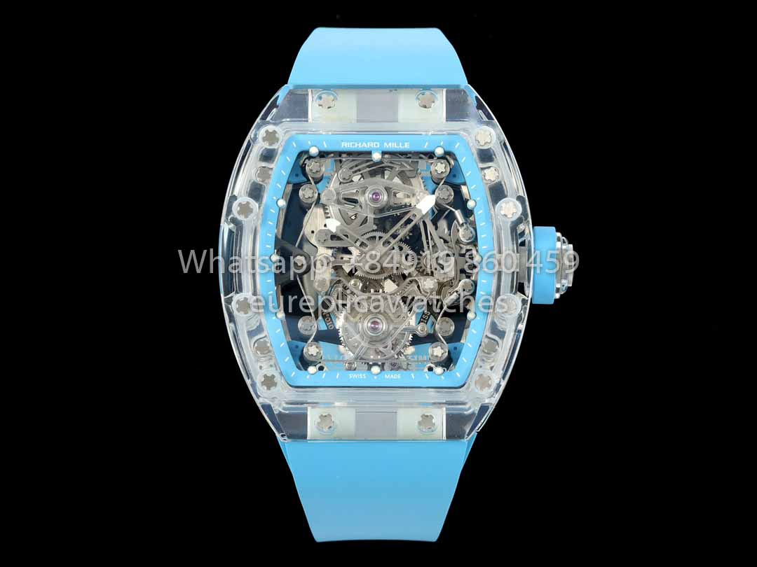 Richard Mille RM 56-02 Tourbillon 1:1 Bester Klon RM Factory Blaues Zifferblatt und blaues Armband Saphirgehäuse