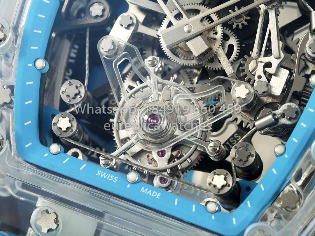 Richard Mille RM 56-02 Tourbillon 1:1 Bester Klon RM Factory Blaues Zifferblatt und blaues Armband Saphirgehäuse