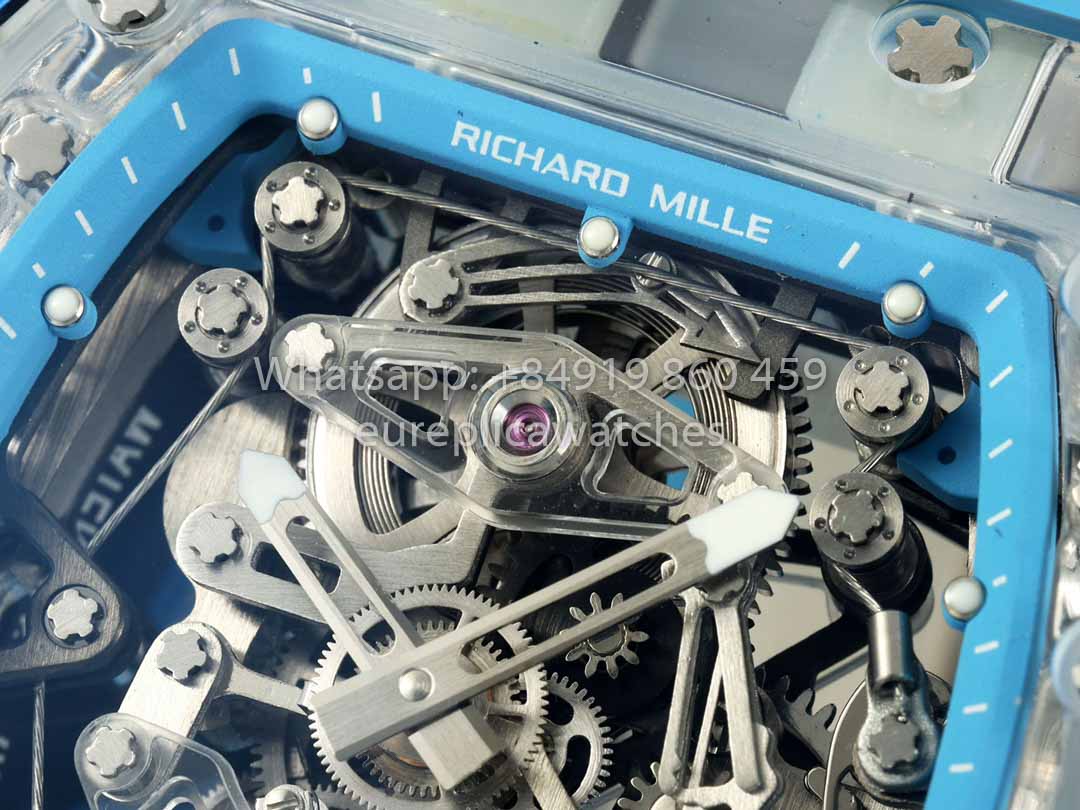Richard Mille RM 56-02 Tourbillon 1:1 Bester Klon RM Factory Blaues Zifferblatt und blaues Armband Saphirgehäuse