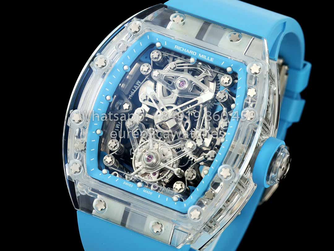 Richard Mille RM 56-02 Tourbillon 1:1 Bester Klon RM Factory Blaues Zifferblatt und blaues Armband Saphirgehäuse