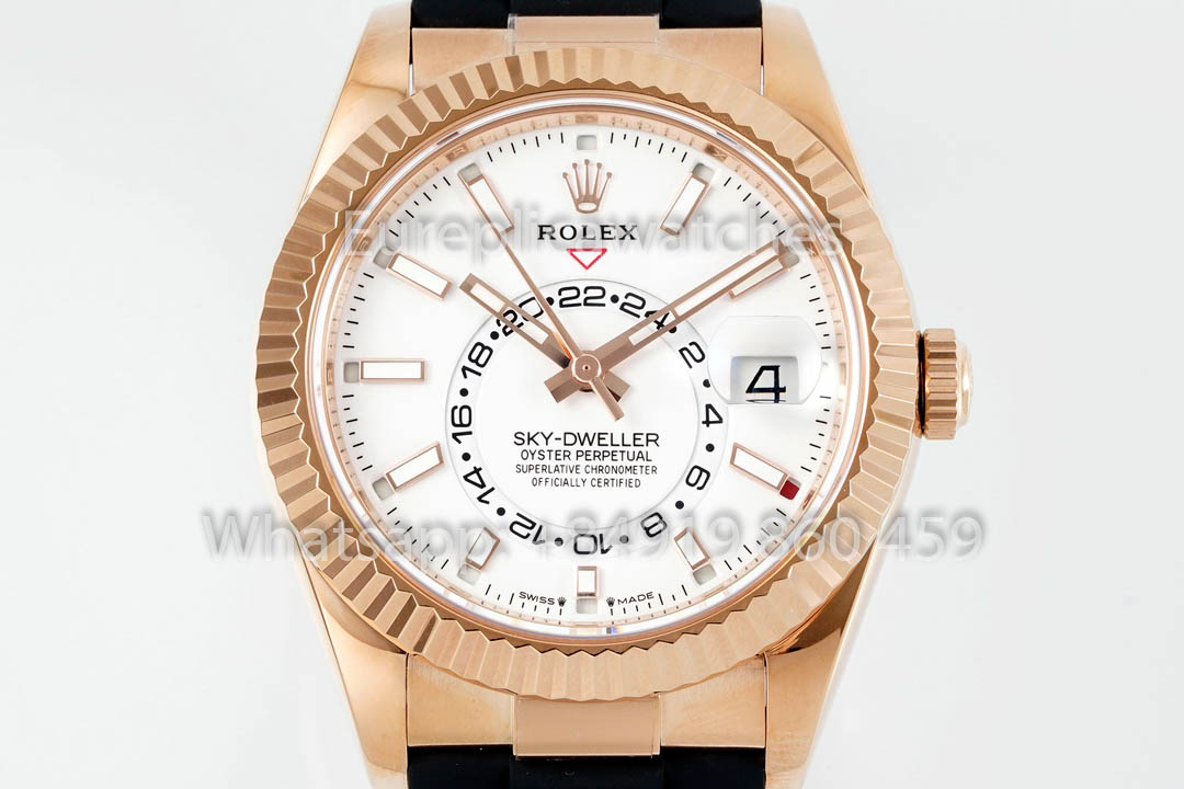 Rolex Oyster Perpetual Sky-Dweller M336239 Cadran Blanc Or Rose 1:1 Meilleur Clone ZF Factory 190 grammes