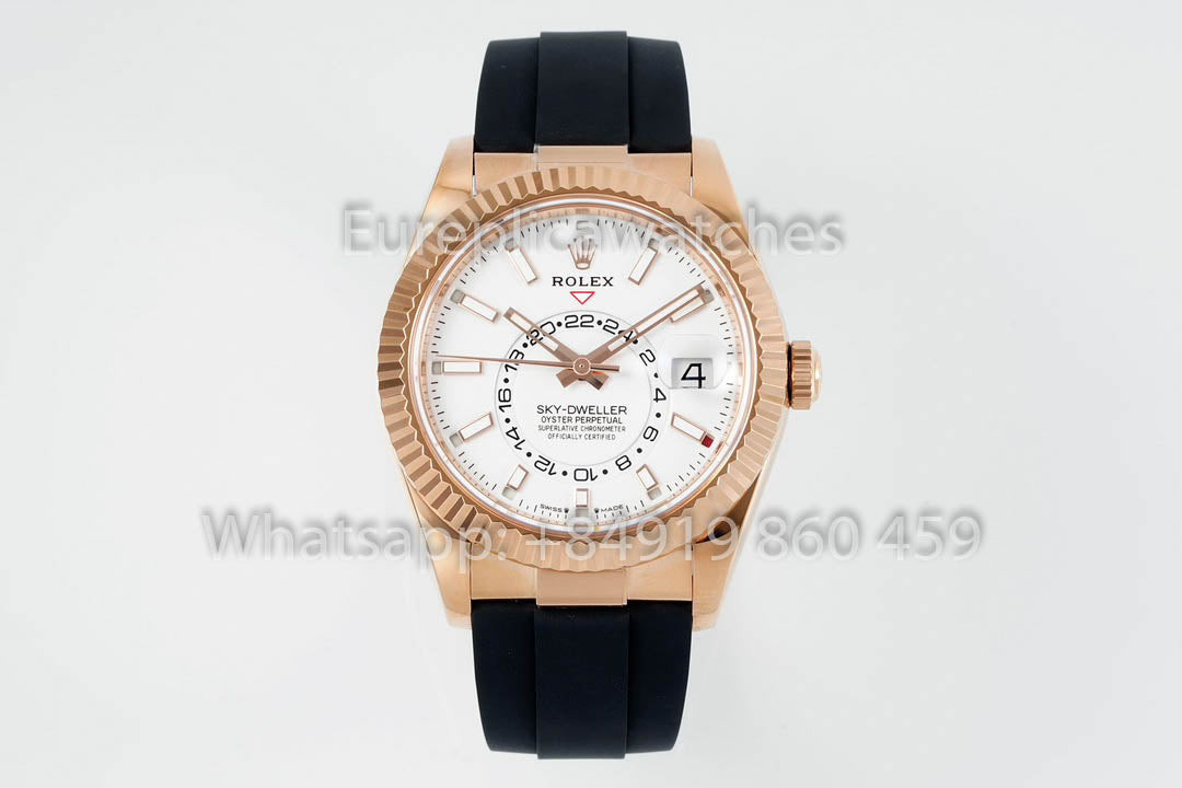 Rolex Oyster Perpetual Sky-Dweller M336239 Cadran Blanc Or Rose 1:1 Meilleur Clone ZF Factory 190 grammes