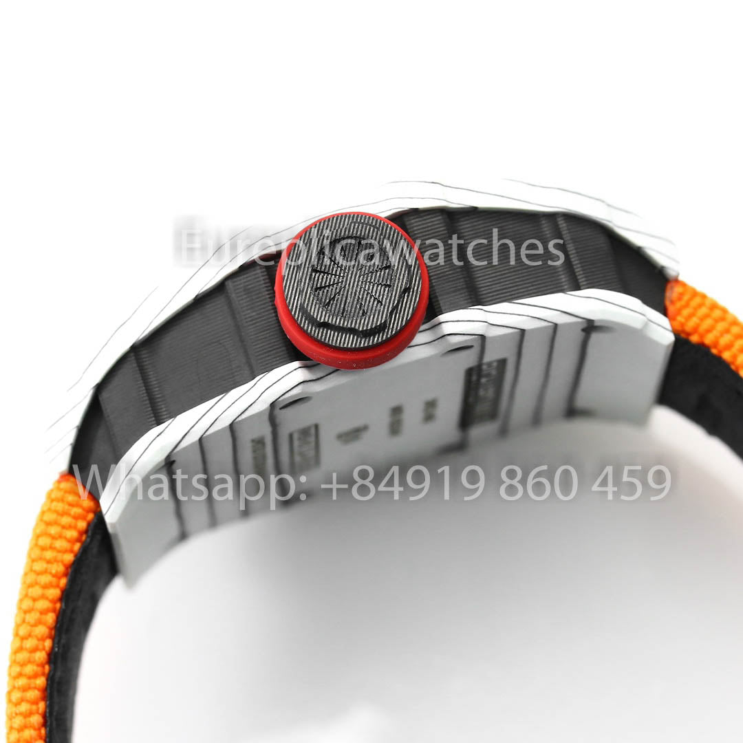 Richard Mille RM35-01 Weißer Carbon 1:1 Bester Klon BBR Factory V2 Gelbes Klettband