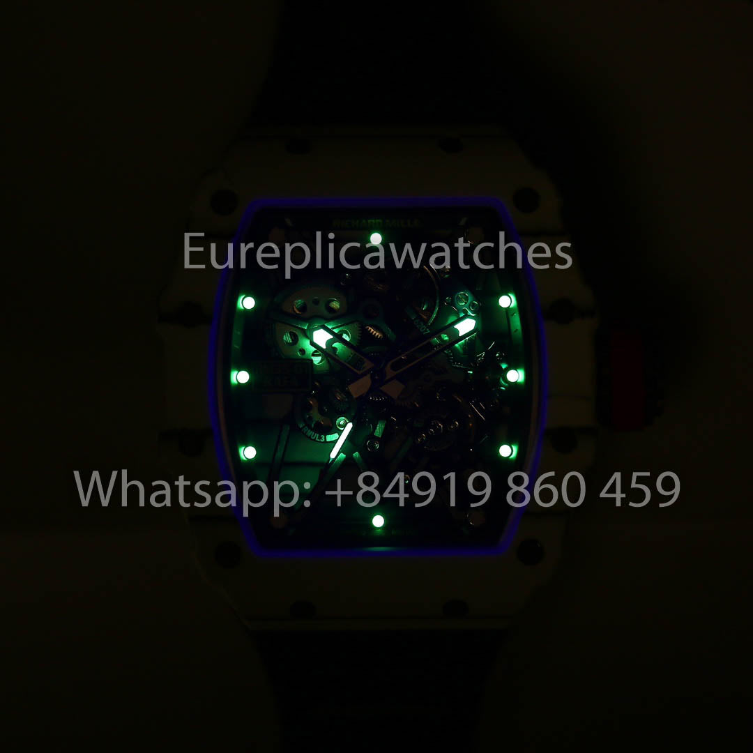 Richard Mille RM35-01 Weißer Carbon 1:1 Bester Klon BBR Factory V2 Rotes Klettband