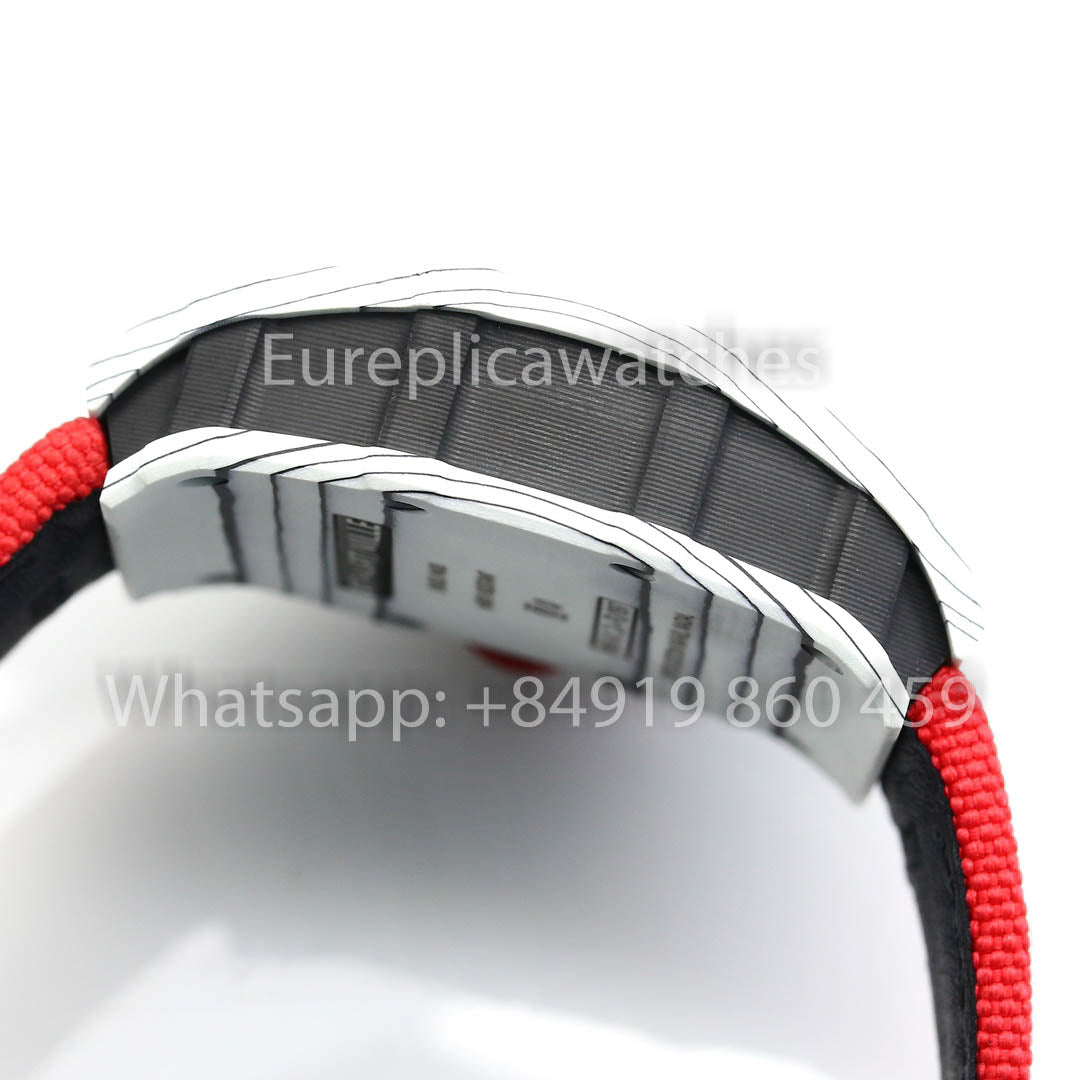 Richard Mille RM35-01 Weißer Carbon 1:1 Bester Klon BBR Factory V2 Rotes Klettband
