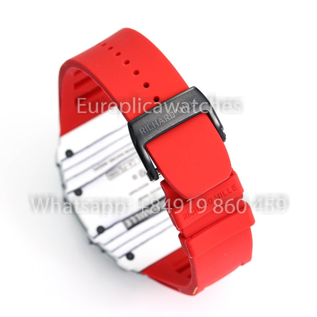 Richard Mille RM35-01 Carbone Blanc 1:1 Meilleur Clone BBR Factory V2 Bracelet en Caoutchouc Rouge