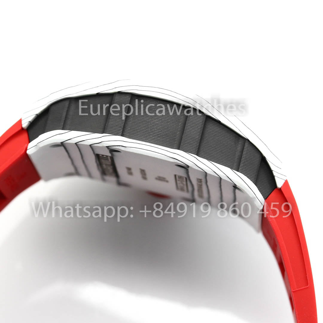 Richard Mille RM35-01 Carbone Blanc 1:1 Meilleur Clone BBR Factory V2 Bracelet en Caoutchouc Rouge