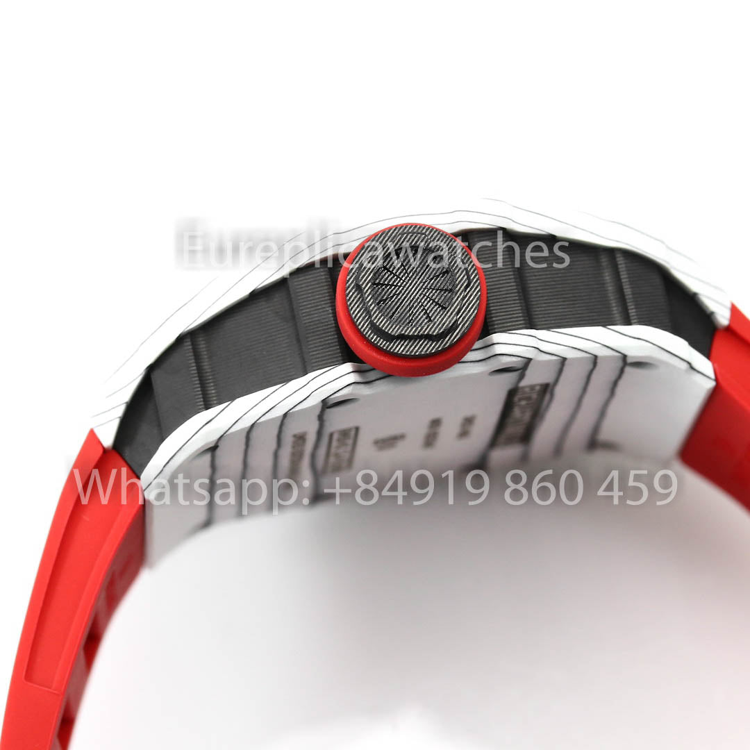 Richard Mille RM35-01 Carbone Blanc 1:1 Meilleur Clone BBR Factory V2 Bracelet en Caoutchouc Rouge