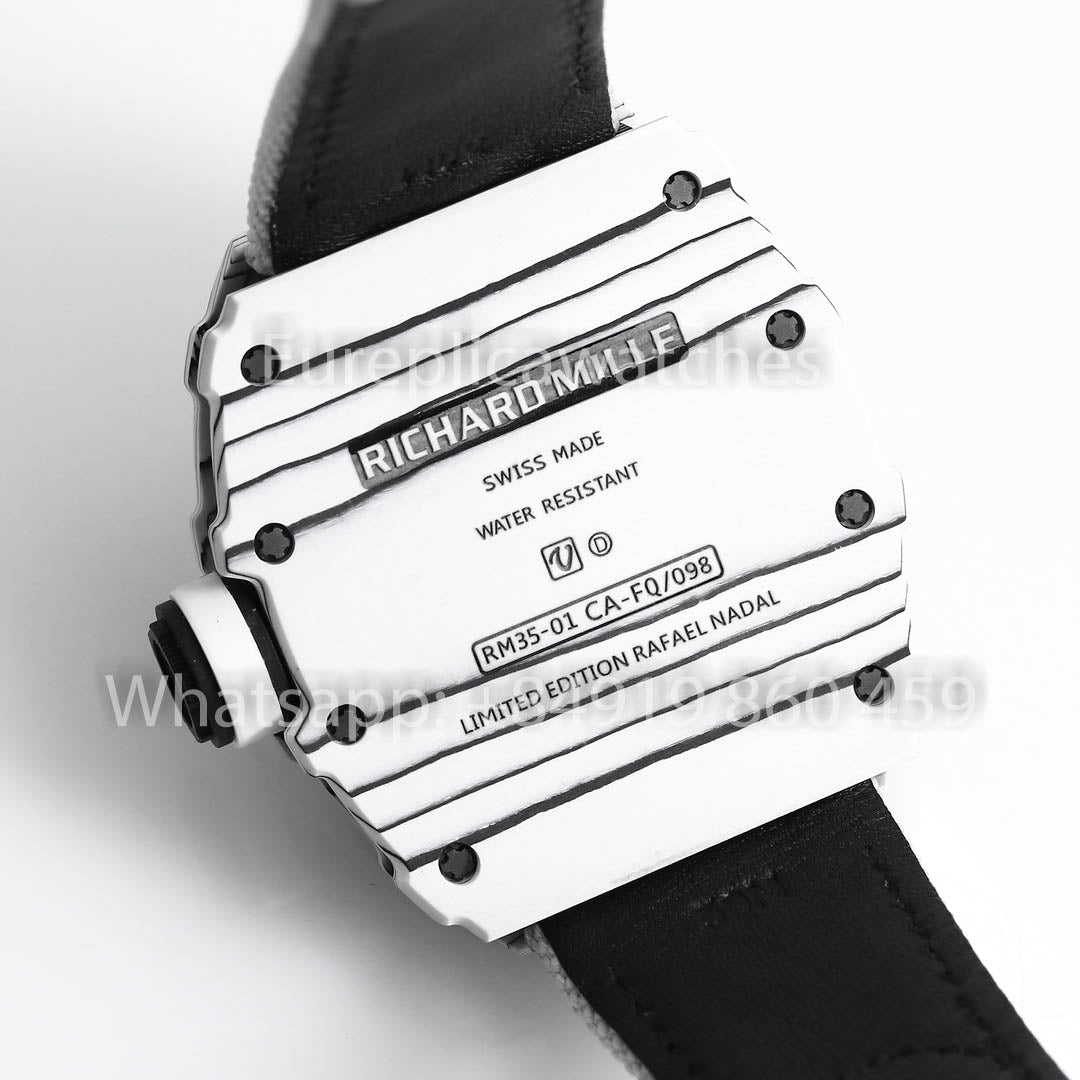 Richard Mille RM35-01 Carbone Blanc 1:1 Meilleur Clone BBR Factory V2 Bracelet Velcro Blanc
