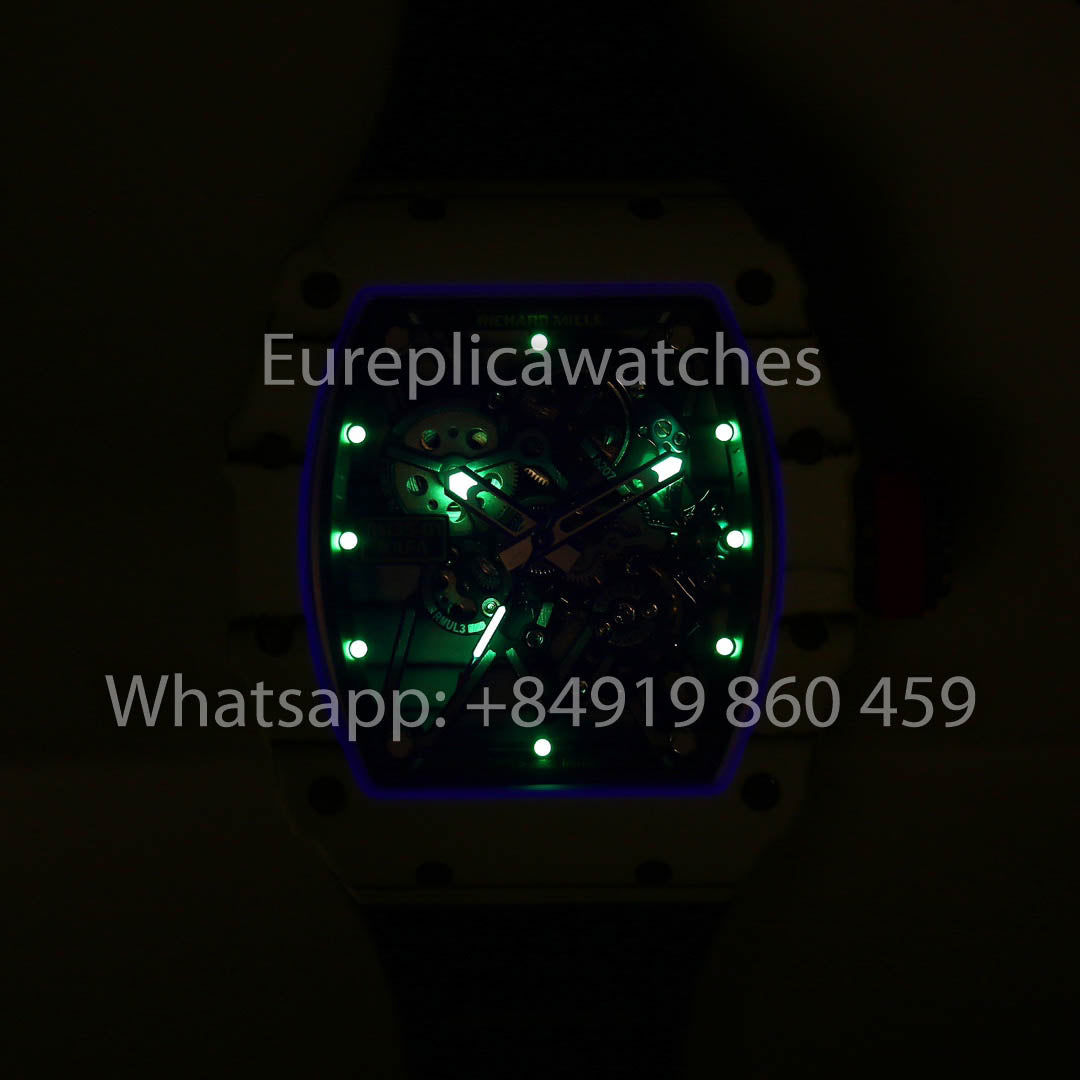 Richard Mille RM35-01 Carbone Blanc 1:1 Meilleur Clone BBR Factory V2 Bracelet Velcro Blanc