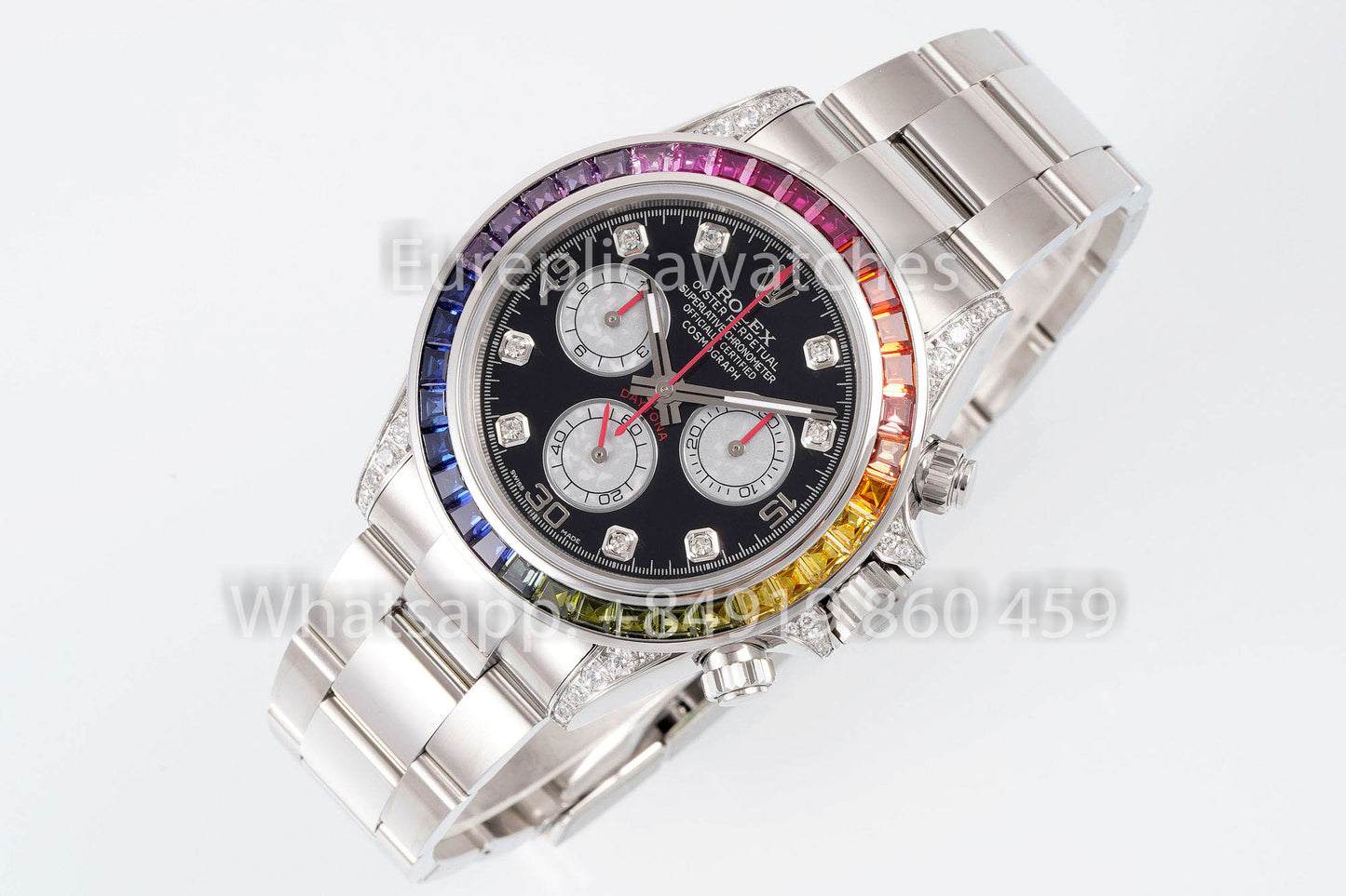 Rolex Daytona Rainbow Diamond Dial Cadran Noir 40 mm 1: 1 Meilleur Clone EF Factory SS