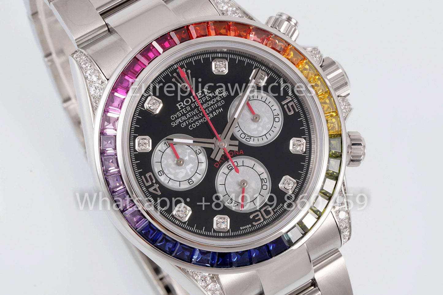 Rolex Daytona Rainbow Diamond Dial Cadran Noir 40 mm 1: 1 Meilleur Clone EF Factory SS
