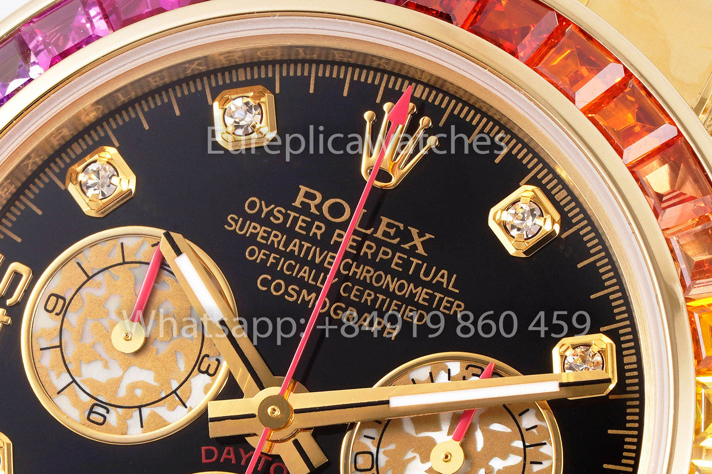 Rolex Daytona Rainbow Diamond Dial Or jaune 40 mm 1: 1 Meilleur clone EF Factory Cadran jaune SS