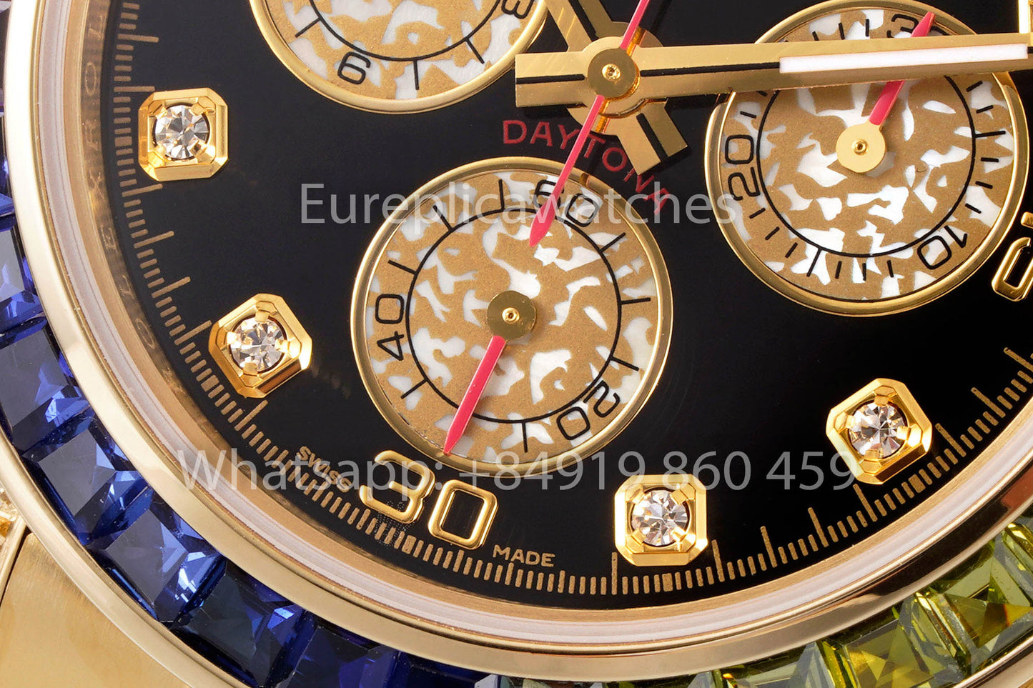 Rolex Daytona Rainbow Diamond Dial Or jaune 40 mm 1: 1 Meilleur clone EF Factory Cadran jaune SS
