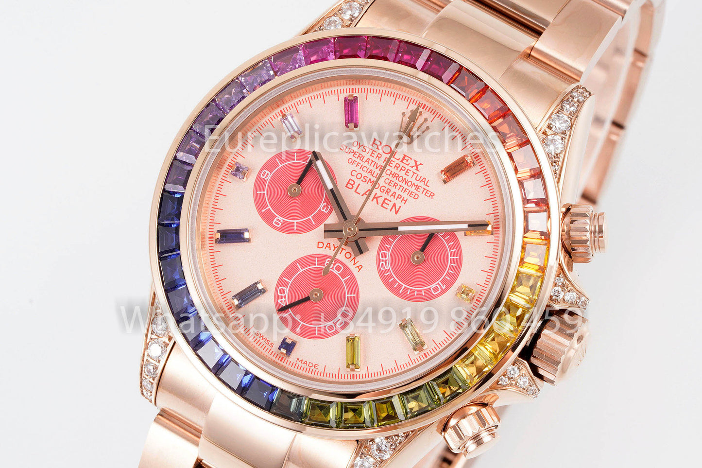 Rolex Daytona Rainbow Blacken Pink Roségold 40 mm 1:1 Bester Klon EF Factory SS