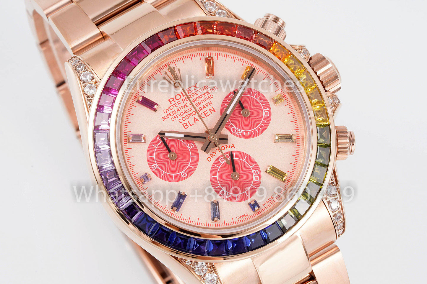 Rolex Daytona Rainbow Blacken Pink Roségold 40 mm 1:1 Bester Klon EF Factory SS