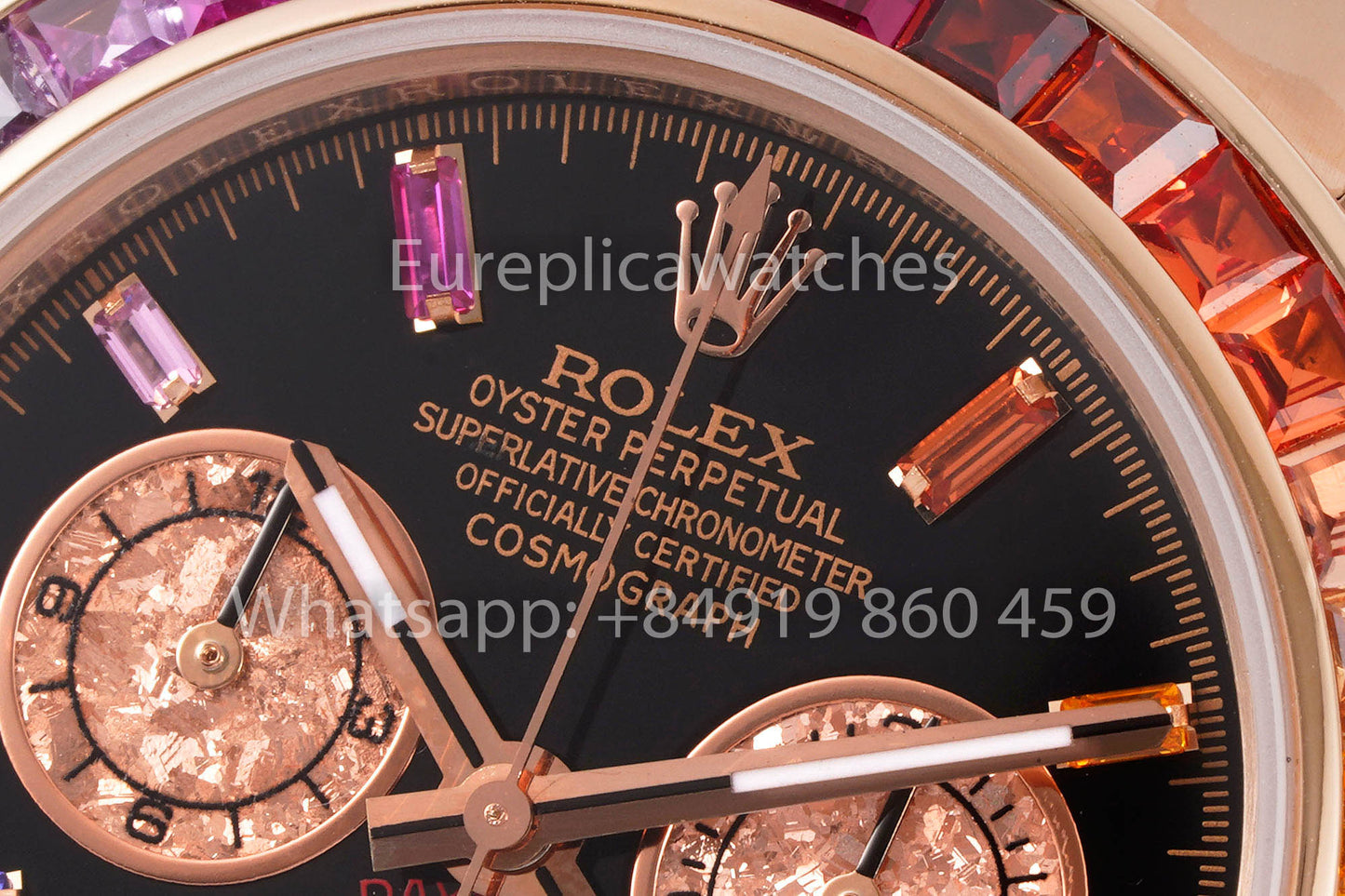Rolex Daytona Rainbow Baguettes Rose Gold Black Dial 40mm 116595RBOW  1:1 Best Clone SSEF Factory