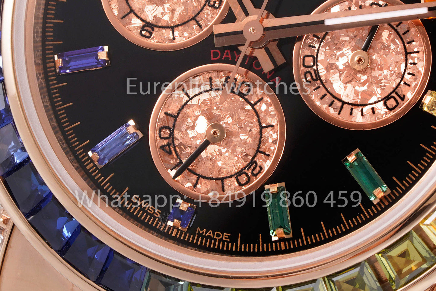 Rolex Daytona Rainbow Baguettes Rose Gold Black Dial 40mm 116595RBOW  1:1 Best Clone SSEF Factory
