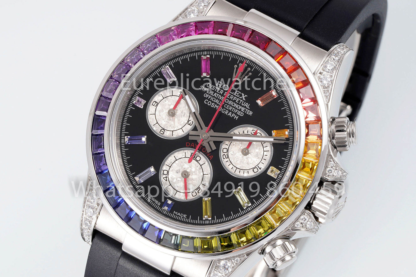 Rolex Daytona Rainbow Diamond Dial Cadran Noir 40 mm 1: 1 Meilleur Clone EF Factory
