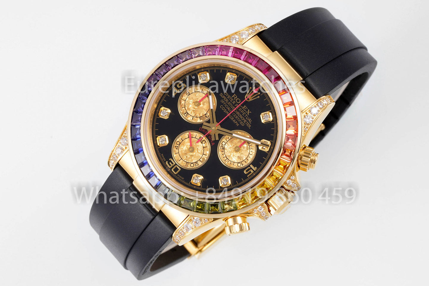 Rolex Daytona Rainbow Diamond Dial Yellow Gold 40mm 1:1 Best Clone EF Factory Yellow Dial