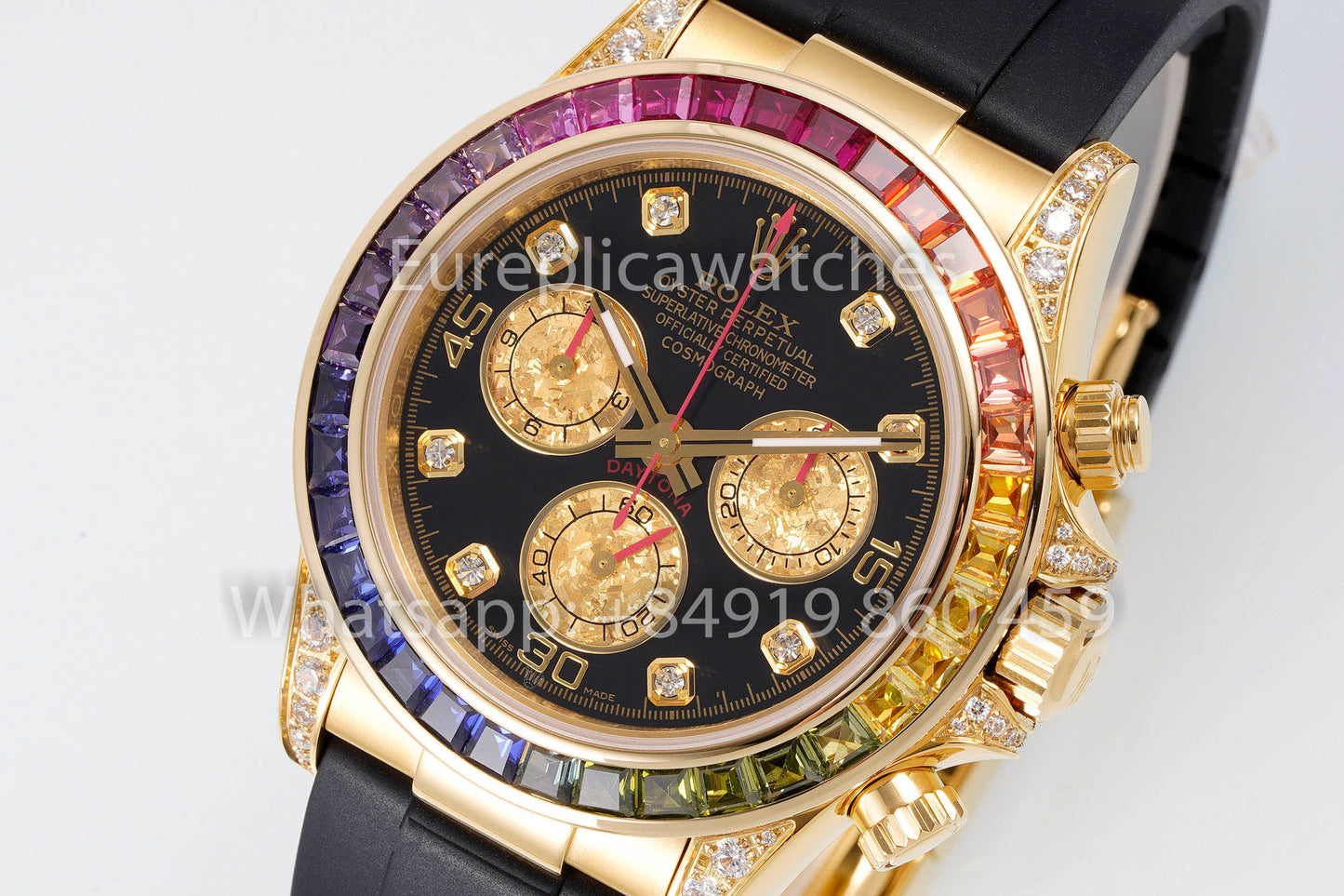 Rolex Daytona Rainbow Diamond Dial Yellow Gold 40mm 1:1 Best Clone EF Factory Yellow Dial