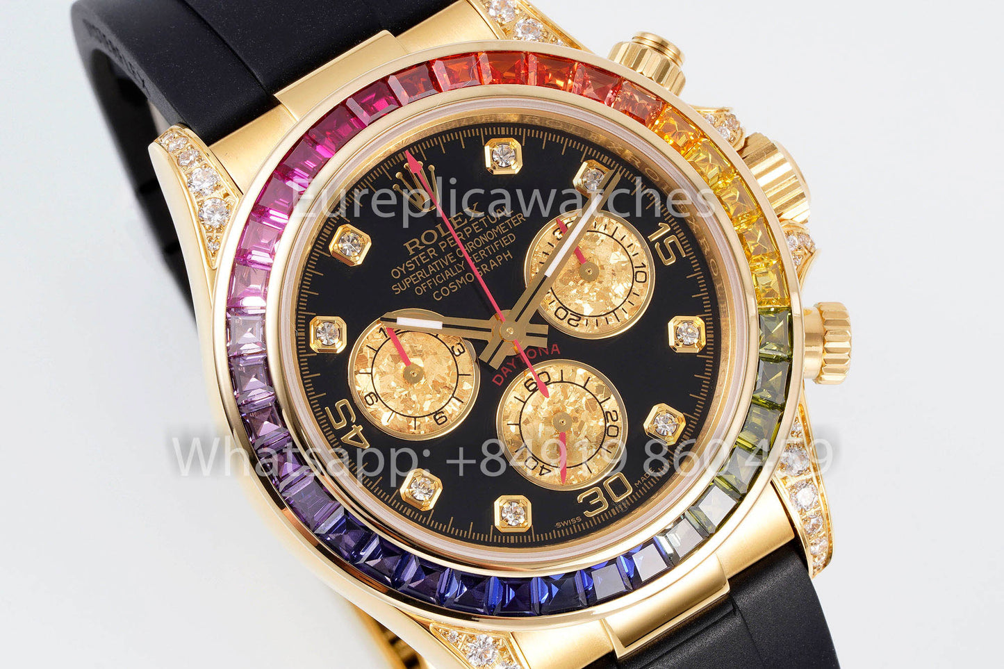 Rolex Daytona Rainbow Diamond Dial Yellow Gold 40mm 1:1 Best Clone EF Factory Yellow Dial