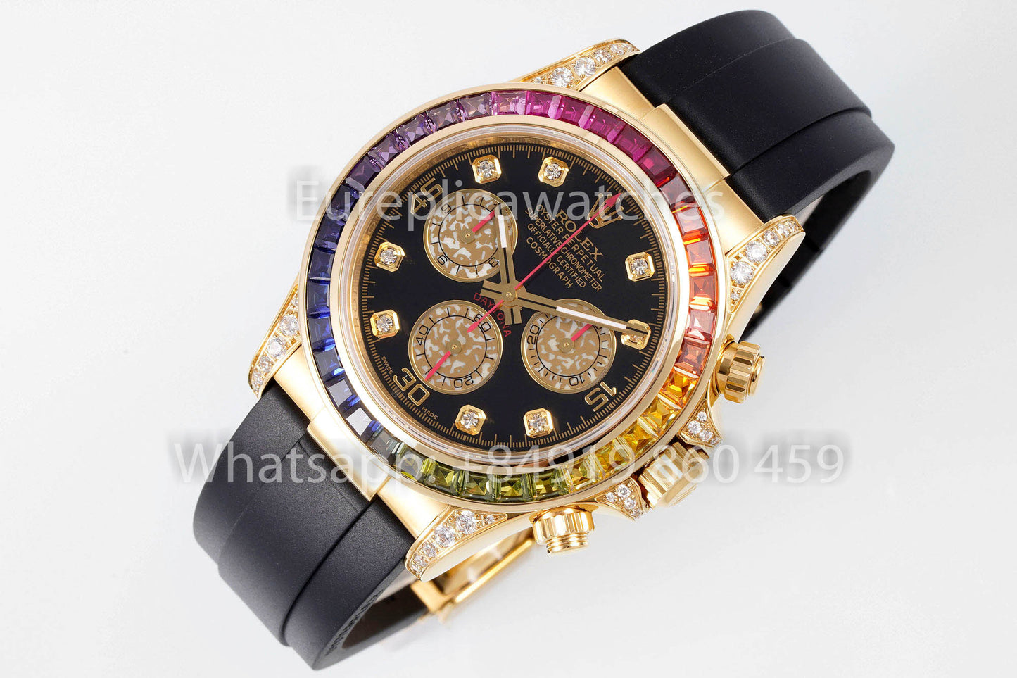 Rolex Daytona Rainbow Diamond Dial Yellow Gold 40mm 1:1 Best Clone  EF Factory