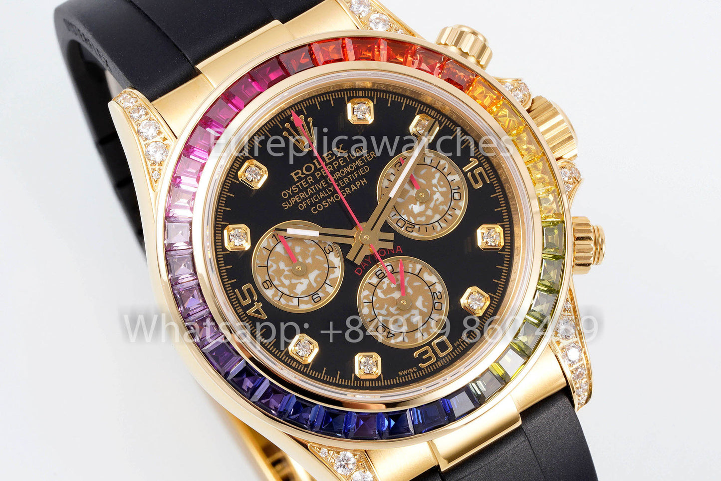 Rolex Daytona Rainbow Diamond Dial Yellow Gold 40mm 1:1 Best Clone  EF Factory