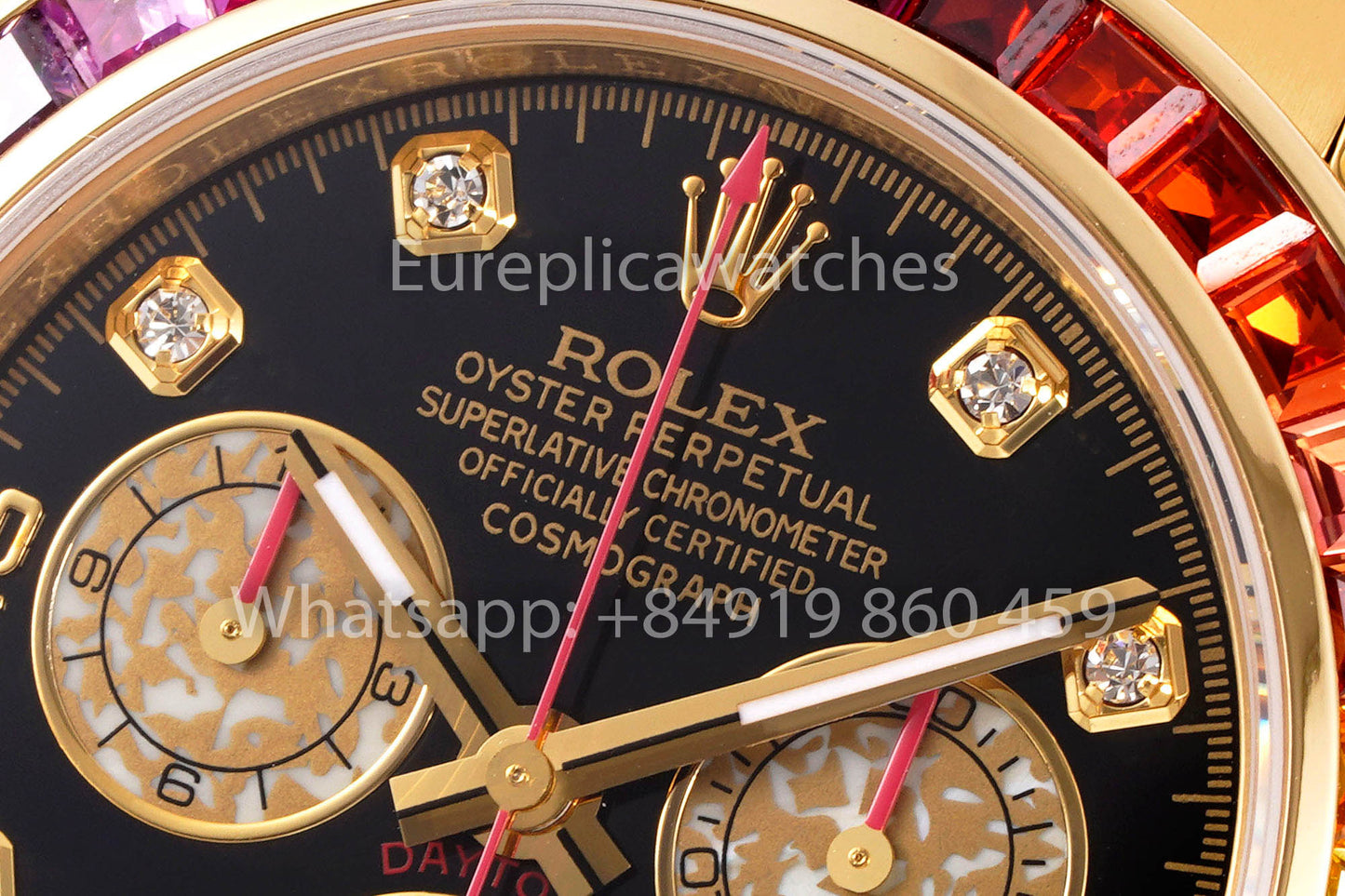 Rolex Daytona Rainbow Diamond Dial Yellow Gold 40mm 1:1 Best Clone  EF Factory