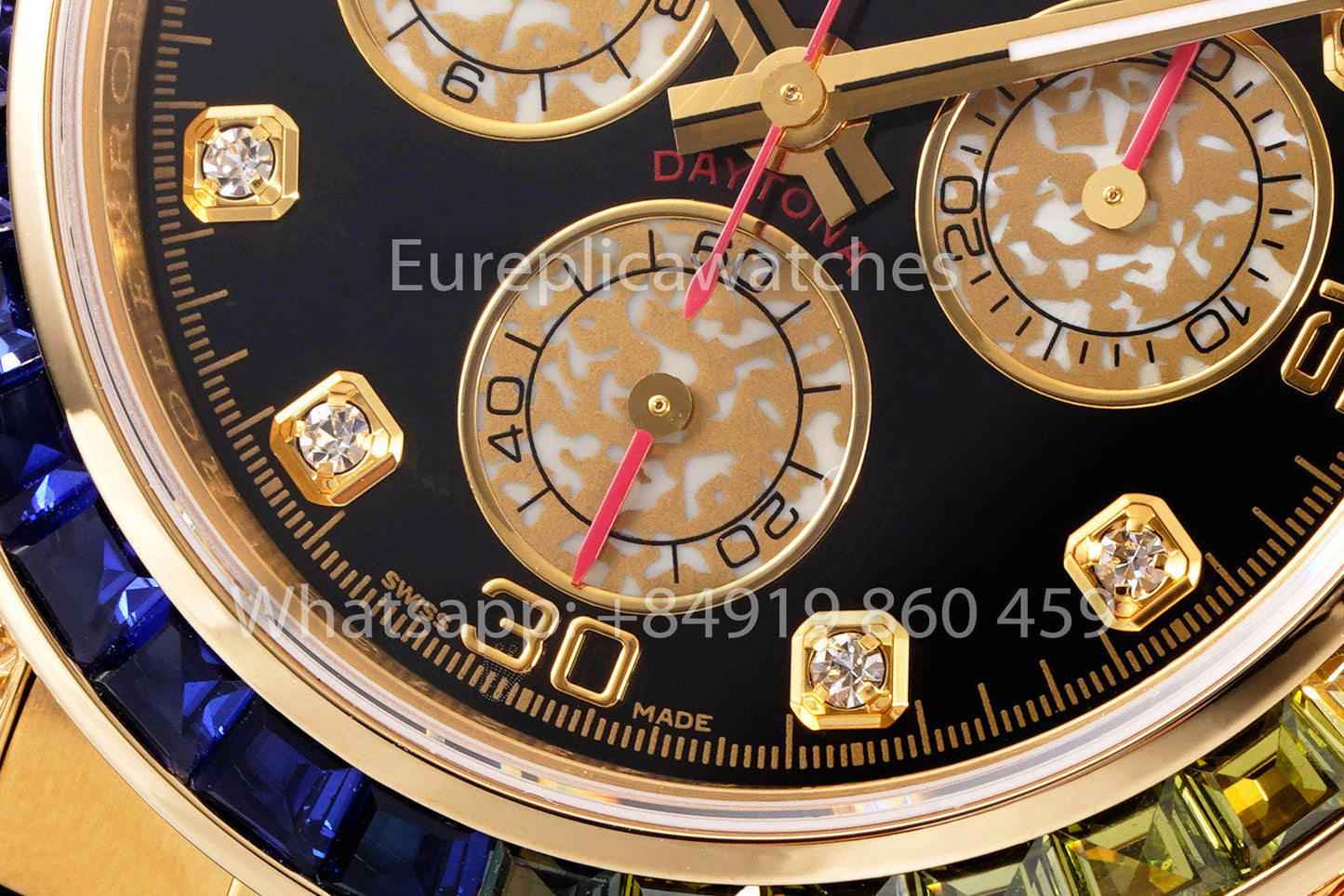 Rolex Daytona Rainbow Diamond Dial Yellow Gold 40mm 1:1 Best Clone  EF Factory