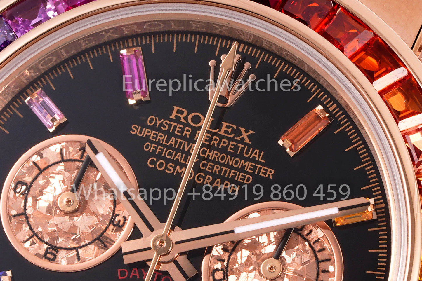 Rolex Daytona Rainbow Baguettes Rose Gold Black Dial 40mm 116595RBOW  1:1 Best Clone  EF Factory