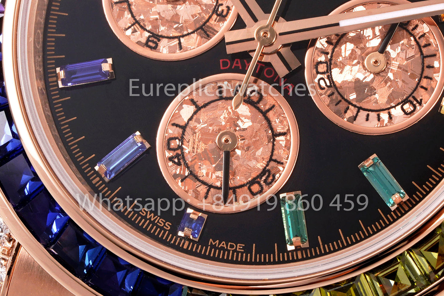 Rolex Daytona Rainbow Baguettes Rose Gold Black Dial 40mm 116595RBOW  1:1 Best Clone  EF Factory