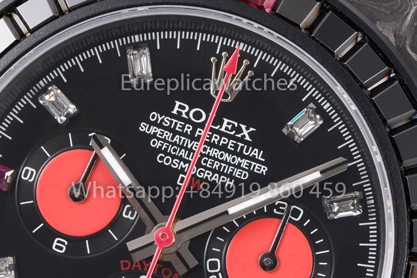 Rolex Daytona Carbon Case Rainbow Black 1:1 Meilleur clone Diw Bracelet en cuir personnalisé