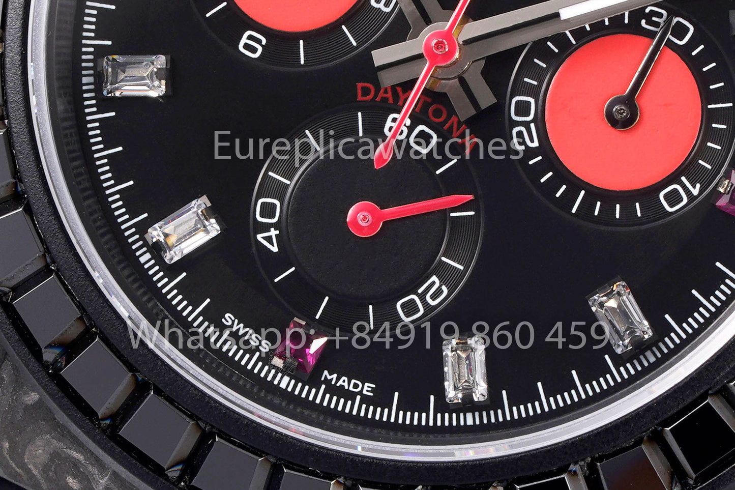 Rolex Daytona Carbon Case Rainbow Black 1:1 Meilleur clone Diw Bracelet en cuir personnalisé