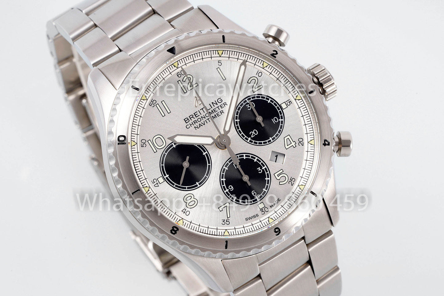 Breitling Aviator 8 AB01194A1B1X1 Cadran Blanc 1:1 Meilleur Clone EF Factory Acier Inoxydable