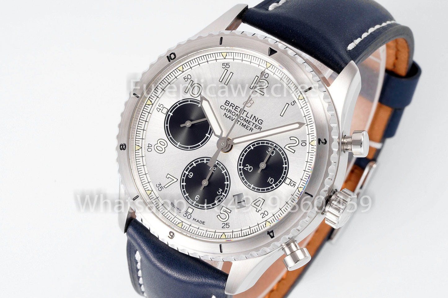 Breitling Aviator AB01194A1B1X1 Cadran Blanc Bracelet Bleu 1:1 Meilleur Clone EF Factory
