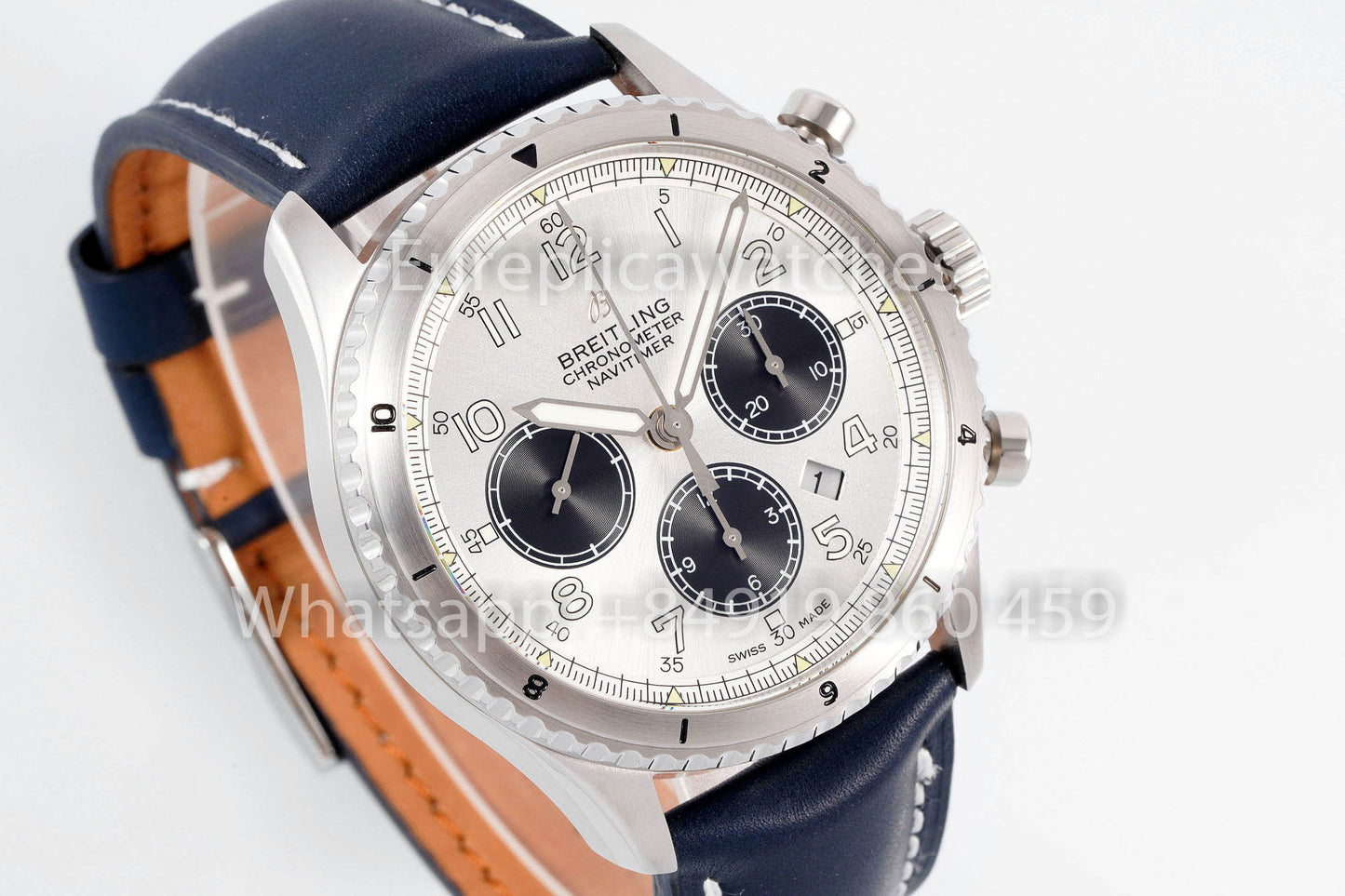 Breitling Aviator AB01194A1B1X1 Cadran Blanc Bracelet Bleu 1:1 Meilleur Clone EF Factory