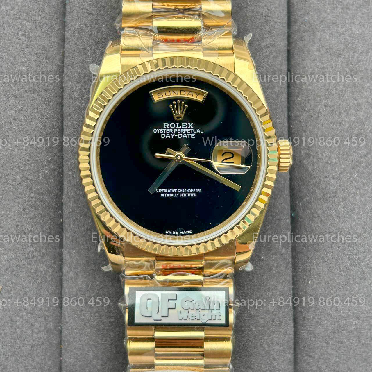 Rolex Day Date 18038 1:1 Beste Edition QF Factory Schwarzes Zifferblatt