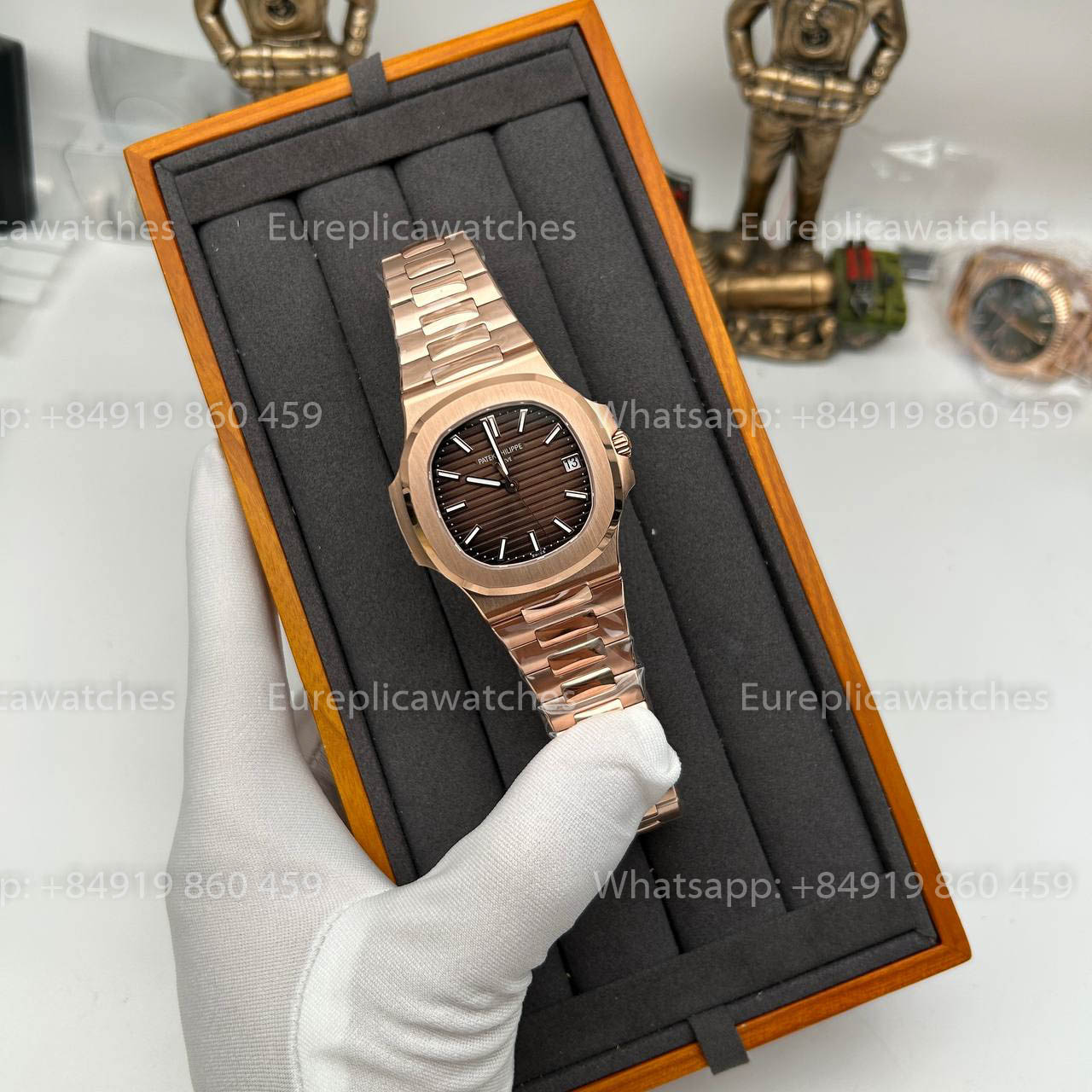 Patek Philippe Nautilus 5711R-001 Or rose 1:1 Meilleure version DDF Factory Cadran marron