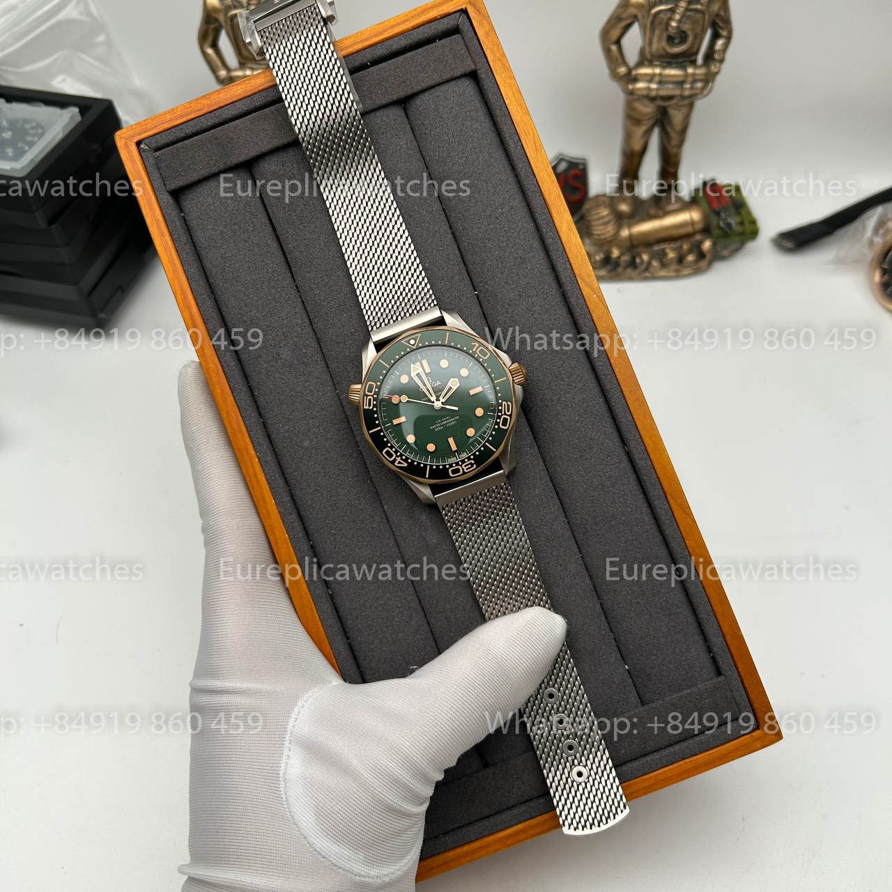 Omega Seamaster 210.90.42.20.10.001 Bronze Gold 007 1:1 Super Clone VS Factory Bracelet en maille de titane ultra-léger Édition