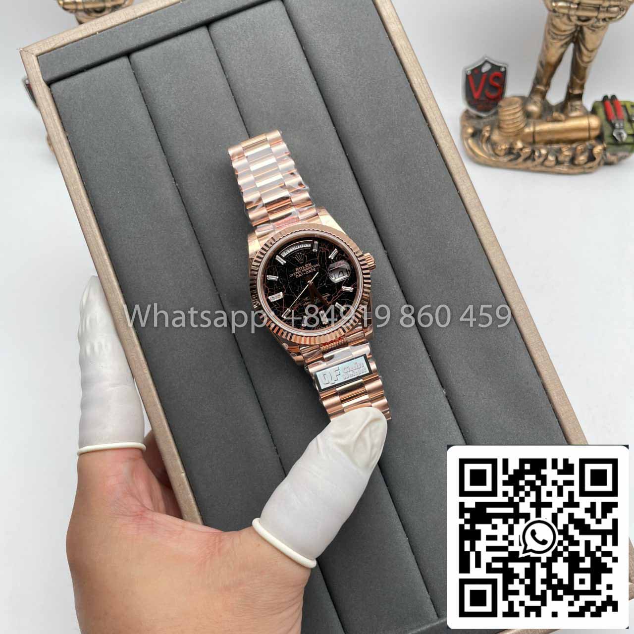 Rolex Everose Gold Day Date 40 228235-0045 1:1 Best Edition QF Factory Eisenkiesel Zifferblatt