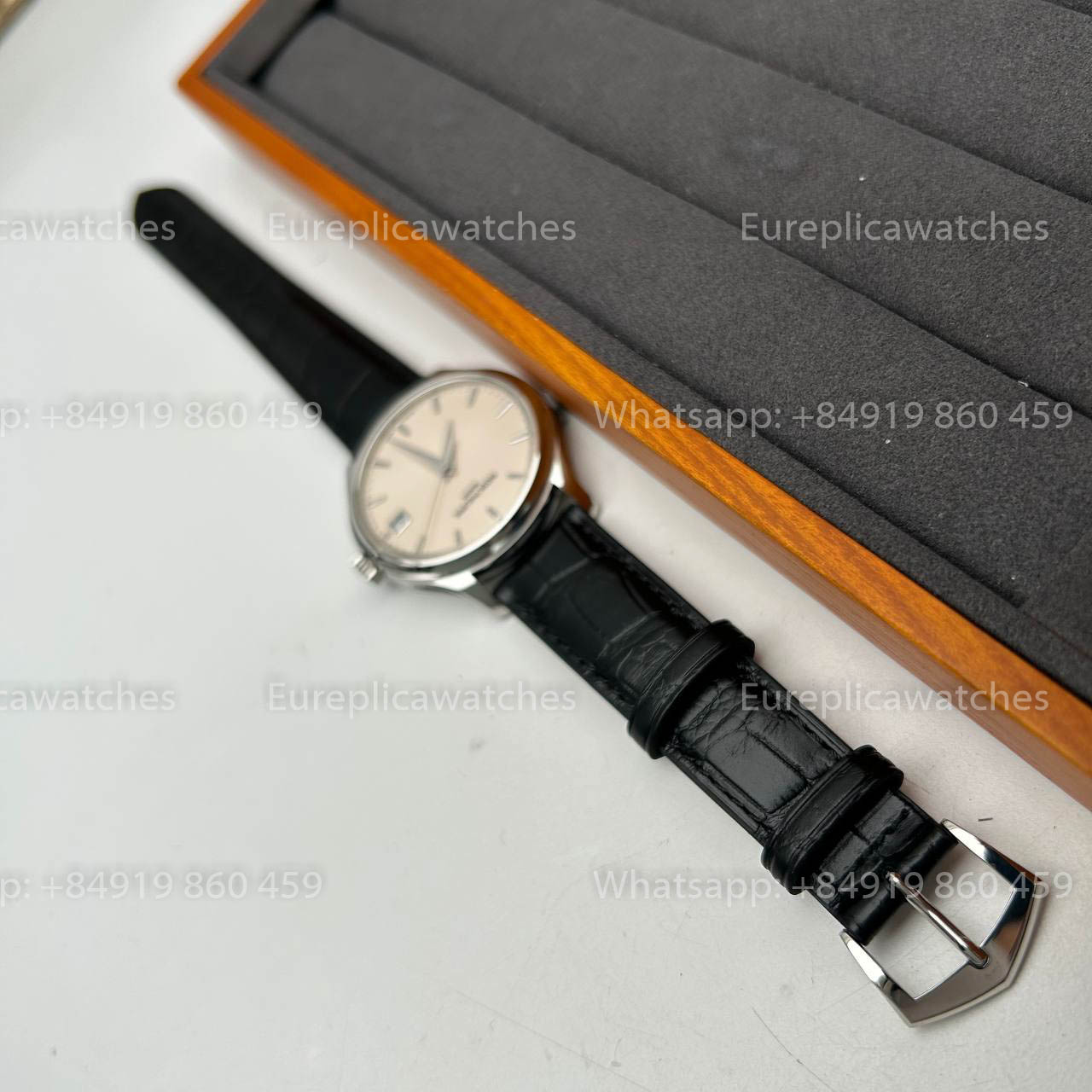 Patek Philippe Calatrava 5227G Cadran blanc 1:1 Meilleure édition 3K Bracelet en cuir noir d'usine