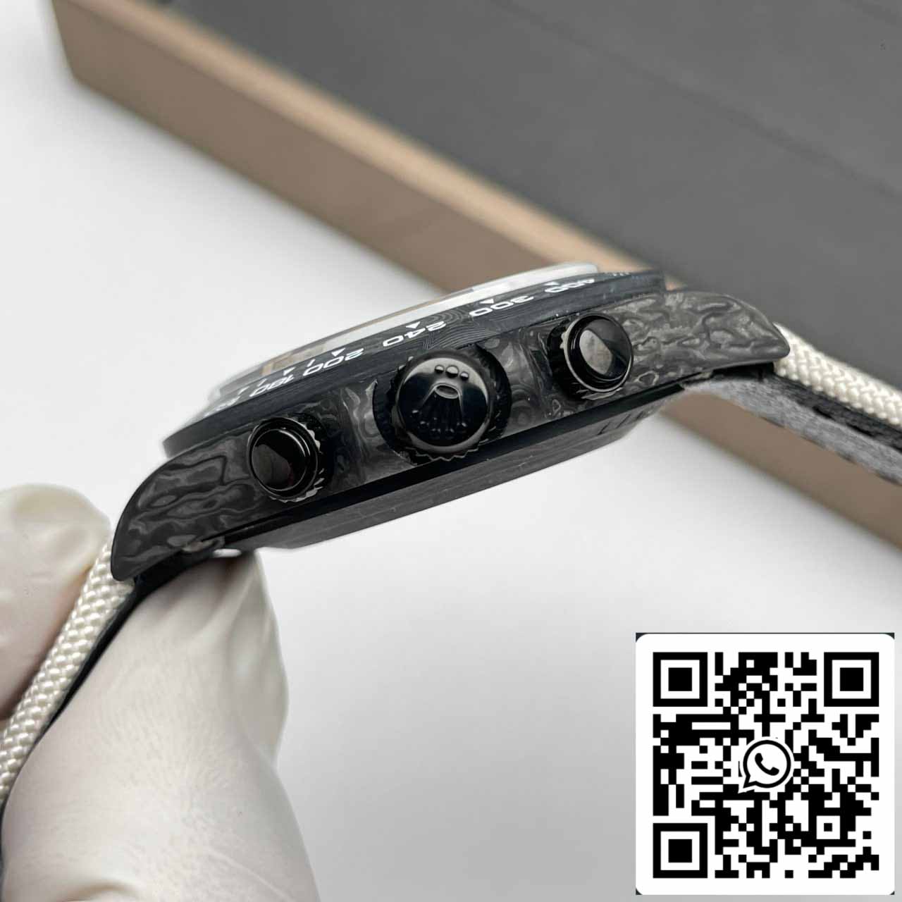 Rolex Daytona Cosmograph Carbon Fiber Diw Customized Version 1:1 Best Edition Noob Factory Weißes Zifferblatt