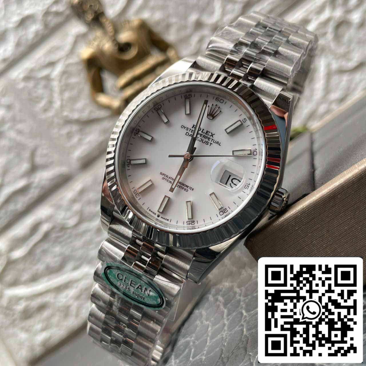 Rolex Datejust M126334-0010 Bracelet Jubilee 41 mm Cadran blanc d'usine propre