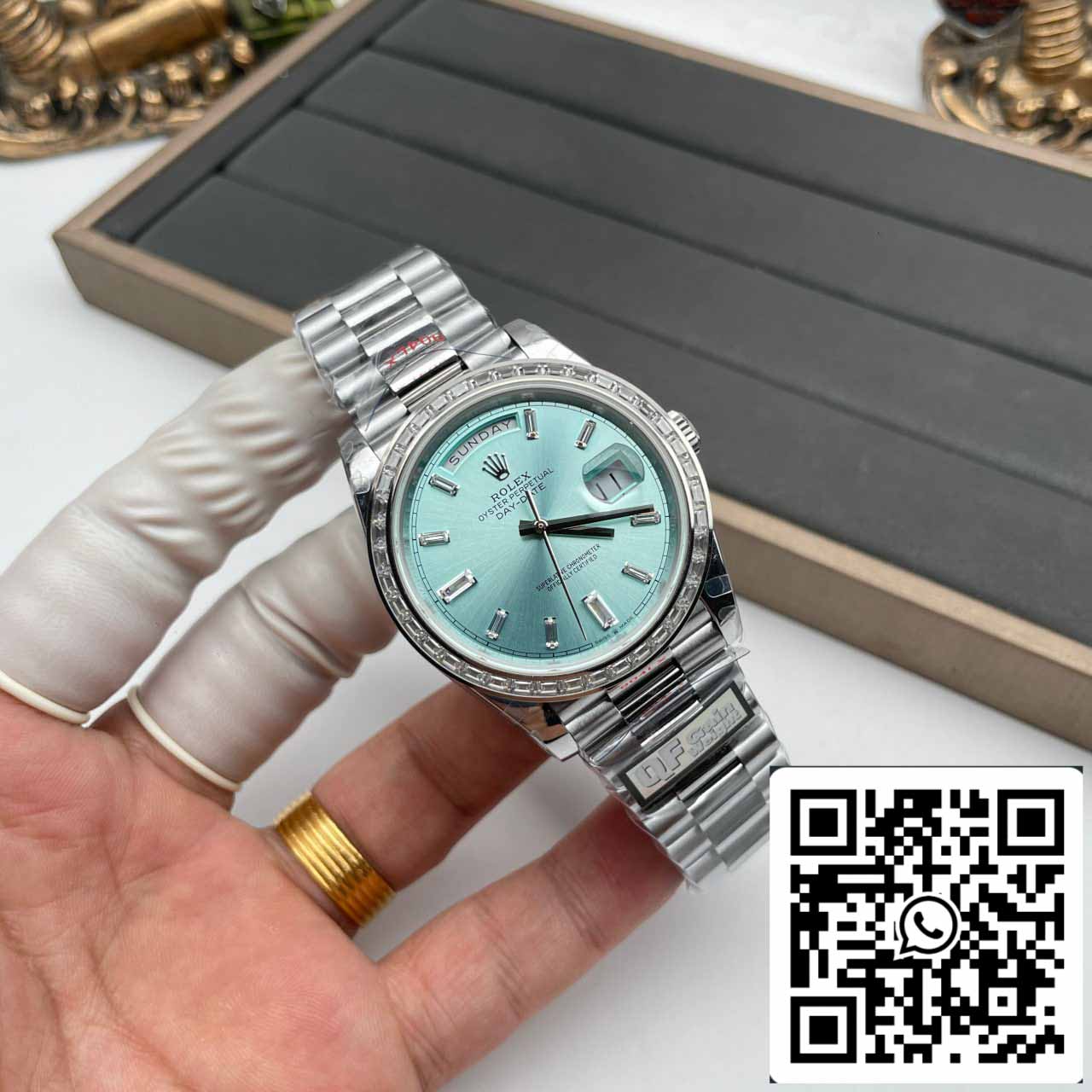 Rolex Day Date M228396tbr-0002 V5 40 mm QF Factory 1:1 Best Edition Tiffany Zifferblatt Lünette